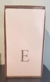 White Pearl Guest Towel Initial "E"