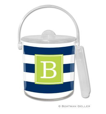 Awning Stripe Monogrammed Lucite Ice Bucket