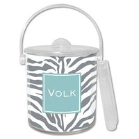 Zebra Monogrammed Lucite Ice Bucket