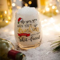He Sees You When You're Drinking Stemless Wine Glass
