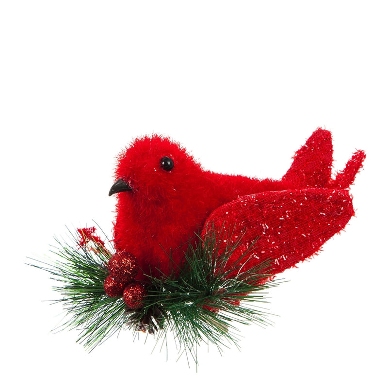 Red Bird and Snow Covered Berries Clip Ornament