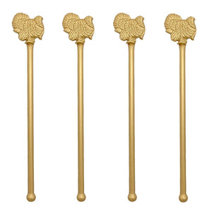 Gold Turkey Swizzle Sticks/set of 4