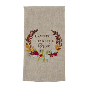 Grateful Thankful Blessed French Knot Towel