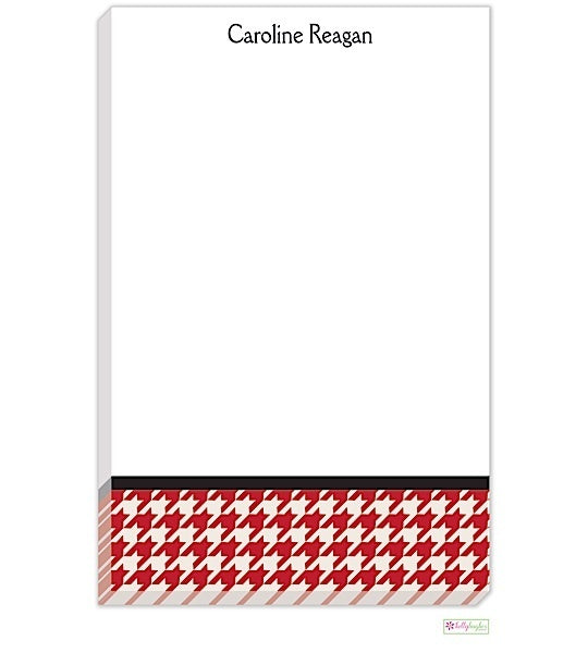 Personalized Red Houndstooth Modern Notepad