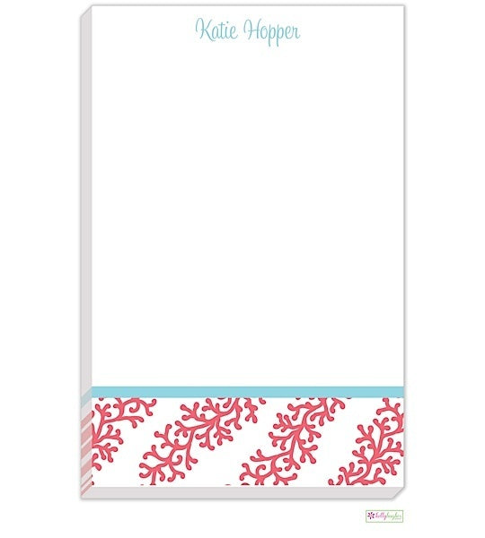 Personalized Coral Stripe Modern Notepad