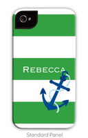 Nautical Stripe Kelly with Anchor Phone Case
