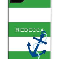 Nautical Stripe Kelly with Anchor Phone Case