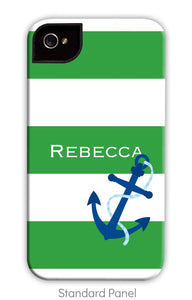 Nautical Stripe Kelly with Anchor Phone Case