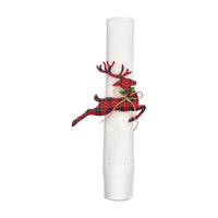 Plaid Tin Reindeer Napkin Rings