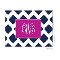 Navy Ikat Modern Folded Notes