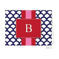 Navy Shells w/ Stripe Modern Folded Notes
