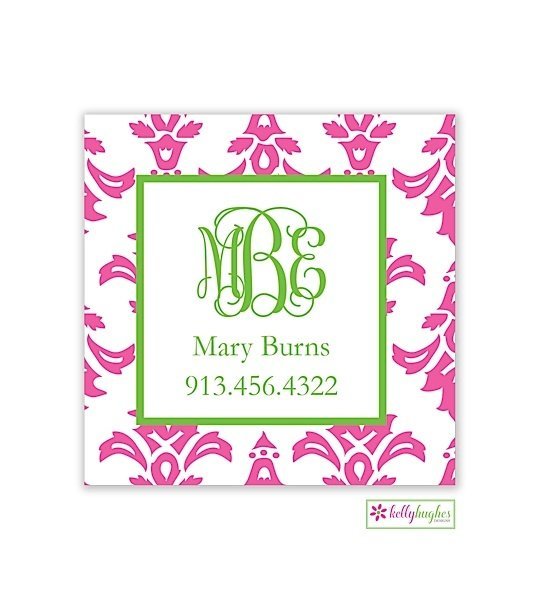 Pink Damask Modern Enclosure Card