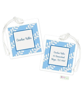 Personalized Blue Vines Modern Bag Tags