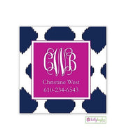 Navy Ikat Modern Gift Sticker
