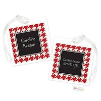 Personalized Red Houndstooth Modern Bag Tags