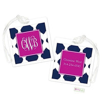 Personalized Navy Ikat Modern Bag Tags