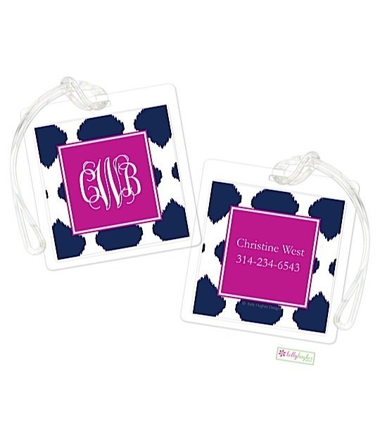 Personalized Navy Ikat Modern Bag Tags