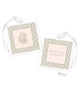 Personalized Greek Key Modern Bag Tags