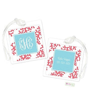 Personalized Coral Stripe Modern Bag Tags

