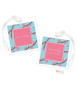 Personalized Pink Cherry Blossom Modern Bag Tags