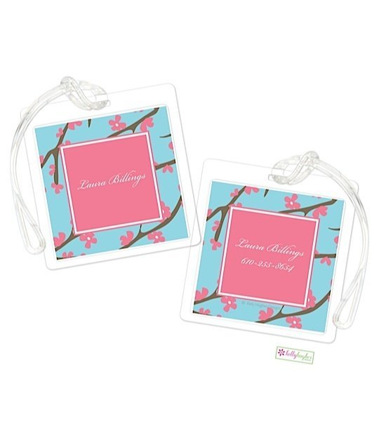 Personalized Pink Cherry Blossom Modern Bag Tags