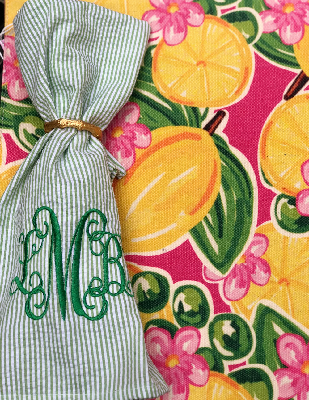 Monogrammed Seersucker Napkin