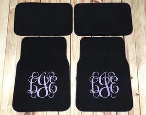 Monogrammed Car Mats - Rear Wheel Drive 2 or 4 piece set