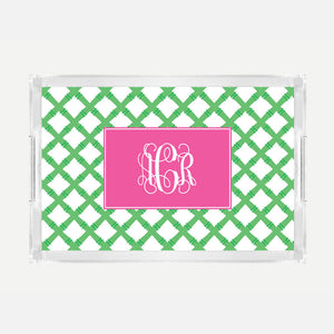 Monogrammed Green Bamboo Lucite Serving Tray