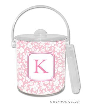 Petite Flower Monogrammed Lucite Ice Bucket