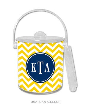 Chevron Monogrammed Lucite Ice Bucket