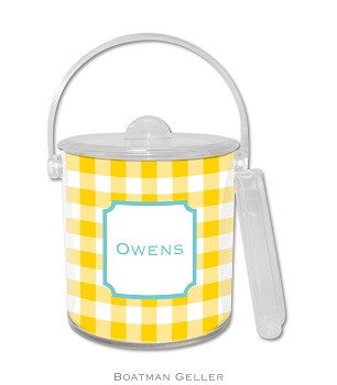 Classic Check Monogrammed Lucite Ice Bucket
