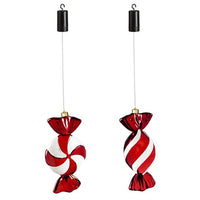 13" Red and White Candy Shatterproof LED Ornaments