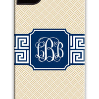 Greek Key Band Navy & Beige Phone Case