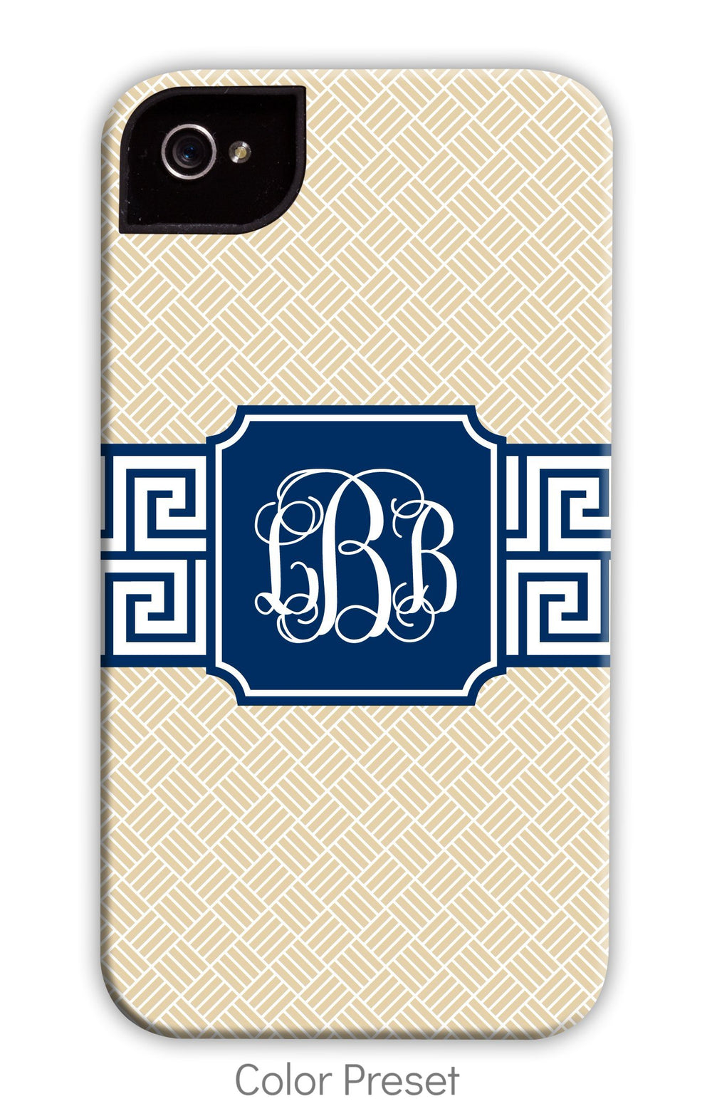Greek Key Band Navy & Beige Phone Case