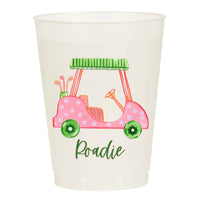 Girly Golf Cart Roadie Pink Frosted Cups