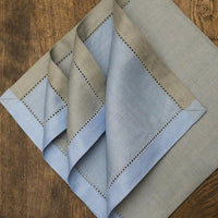 Grey & Blue Napkins/Set of 4