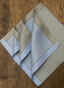 Grey & Blue Napkins/Set of 4