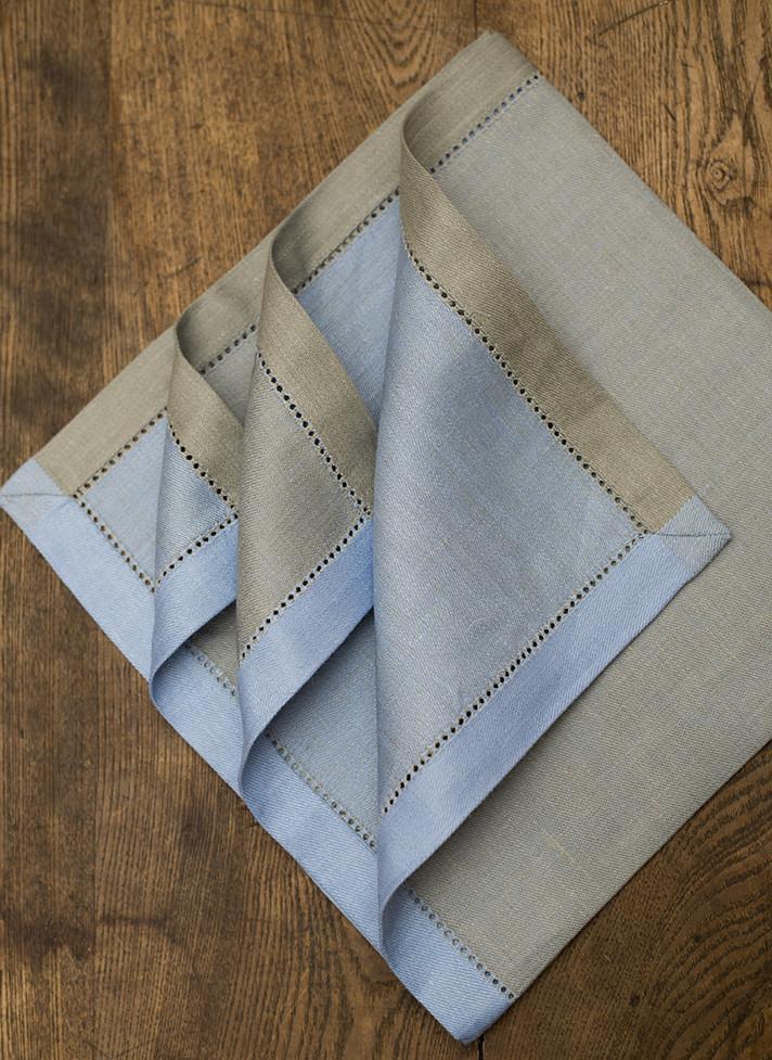 Grey & Blue Napkins/Set of 4