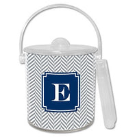 Herringbone Monogrammed Lucite Ice Bucket