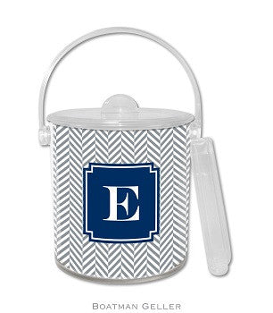 Herringbone Monogrammed Lucite Ice Bucket