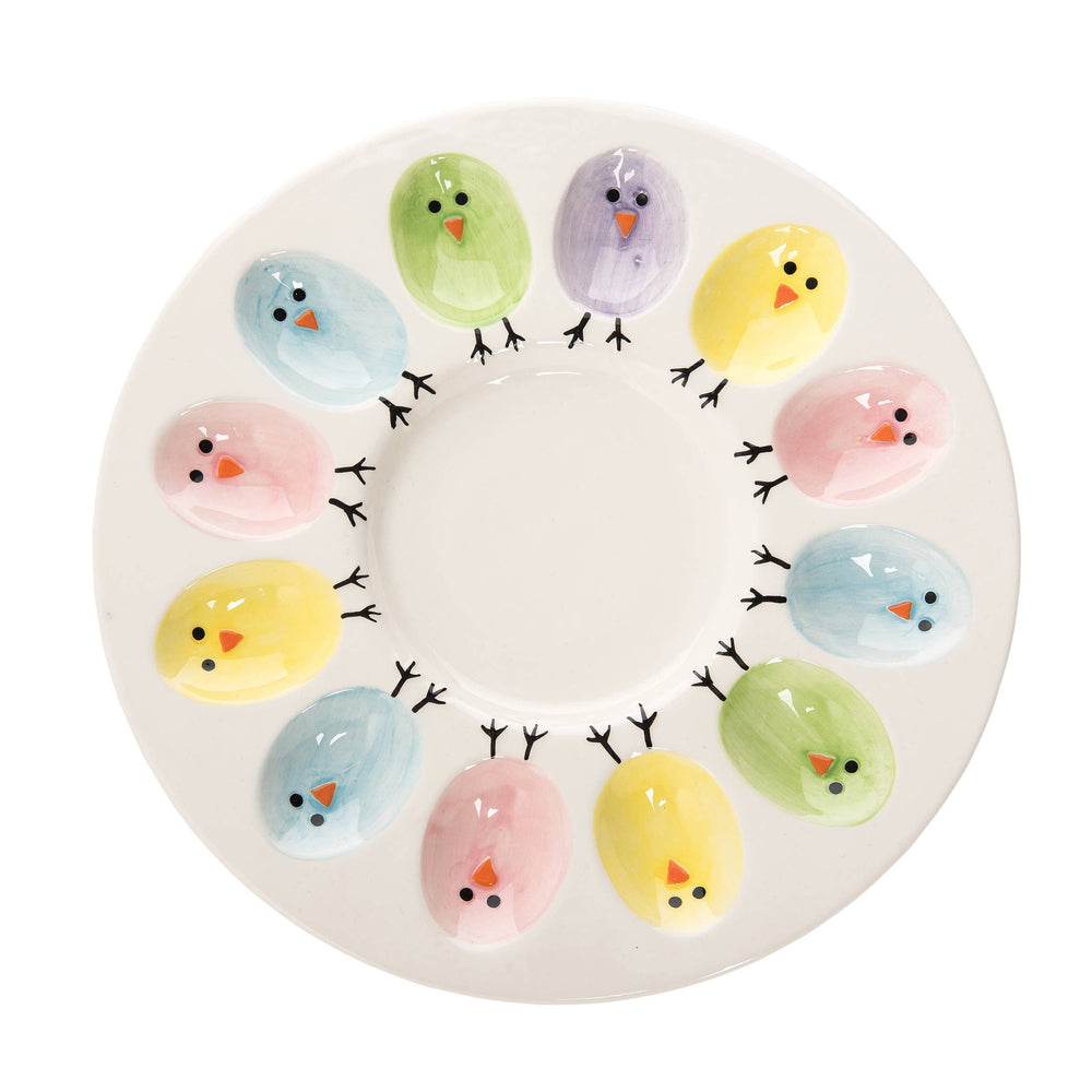 Easter Chick Ceramic Deviled Egg Plate