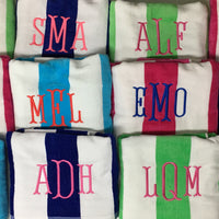 Monogrammed Cabana Stripe Beach Towel