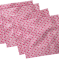 Pink and White Satin Heart Napkins