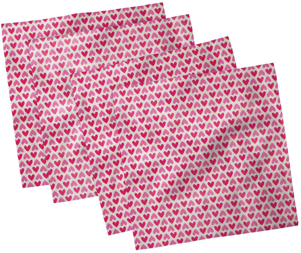 Pink and White Satin Heart Napkins