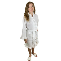 Ladies Ruffle Waffle Weave Bathrobe Cover Ups
