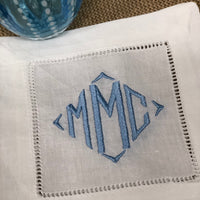 Monogrammed Linen Cocktail Coaster