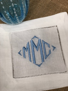 Monogrammed Linen Cocktail Coaster
