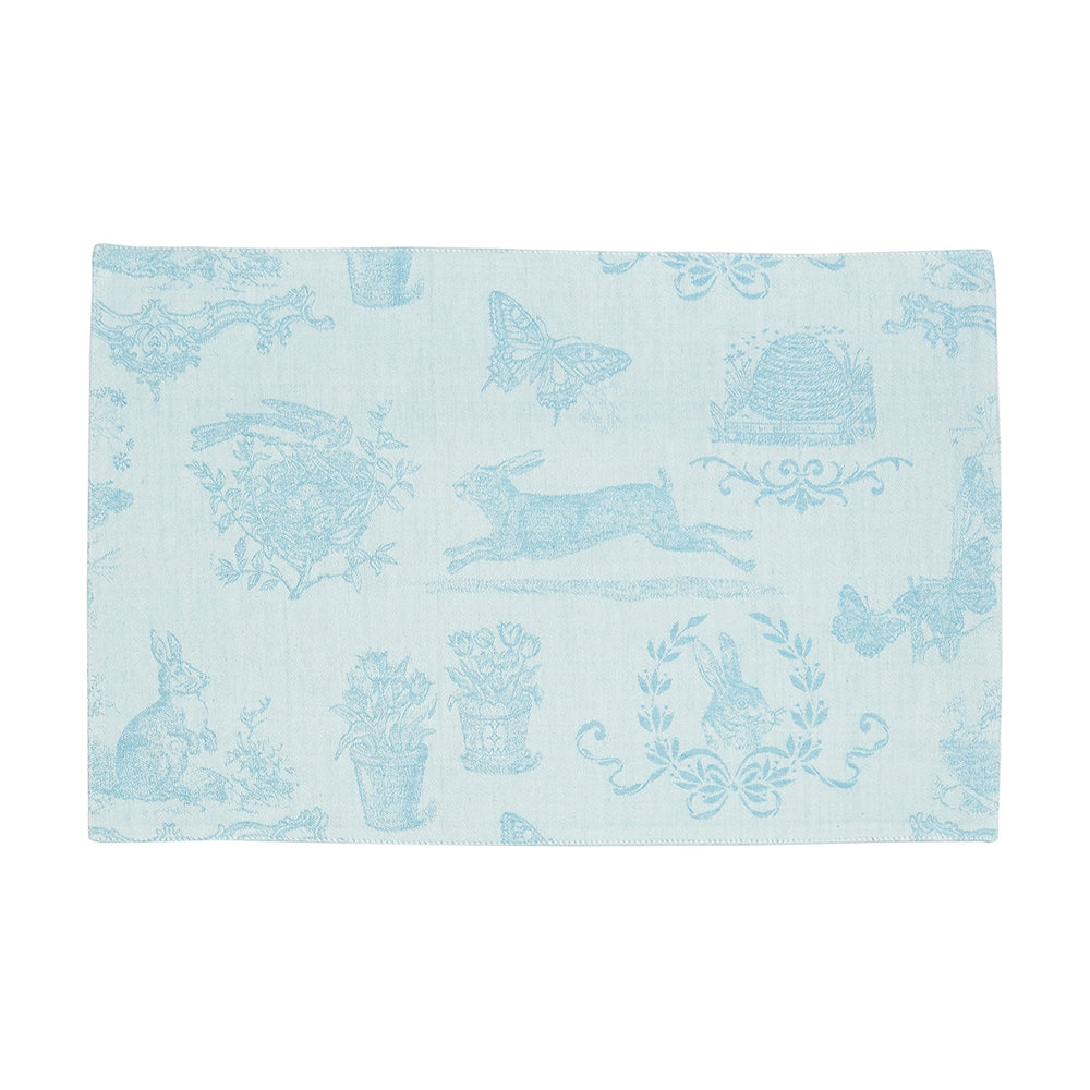 Monogrammed Rabbit Jacquard Linens/Set of 4