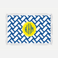 Monogrammed Basketweave Lucite Serving Tray
