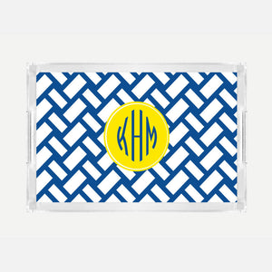 Monogrammed Basketweave Lucite Serving Tray